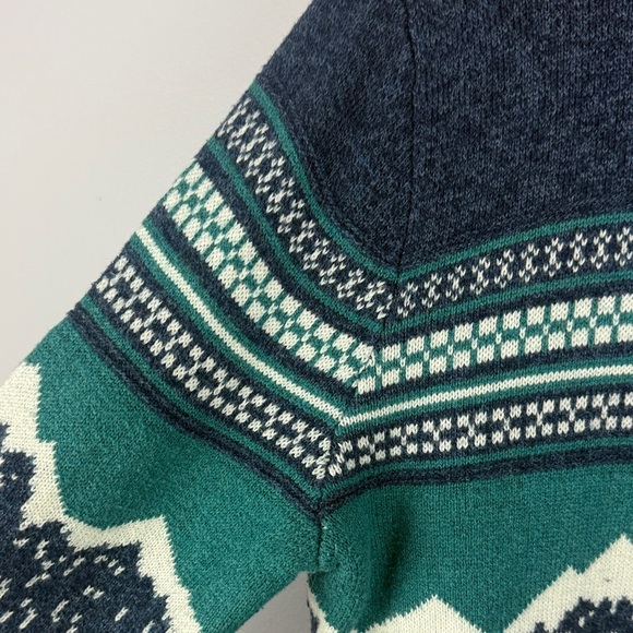 American Eagle Men's Green Blue Cotton Wool Blend Knit Medium Sweater Hoodie - Picture 4 of 11